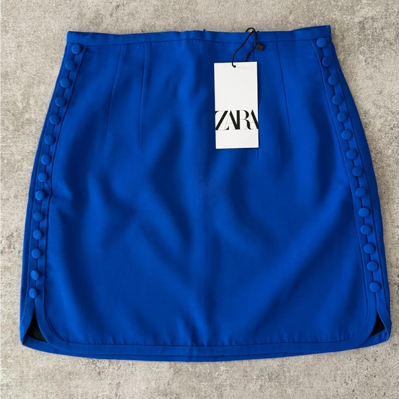 Zara Buttoned Satin Effect Mini Skirt NWT - Picture 6 of 11